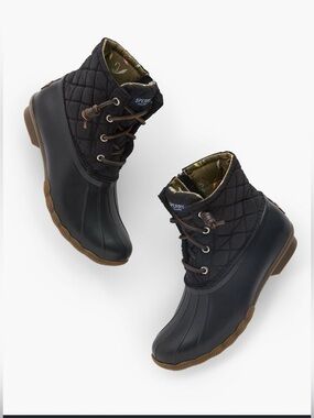 Sperry Saltwater Quilted Nylon Black Duck Boots Sz. W6